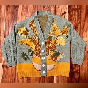 Knitted Van Gogh Sunflowers Cardigan